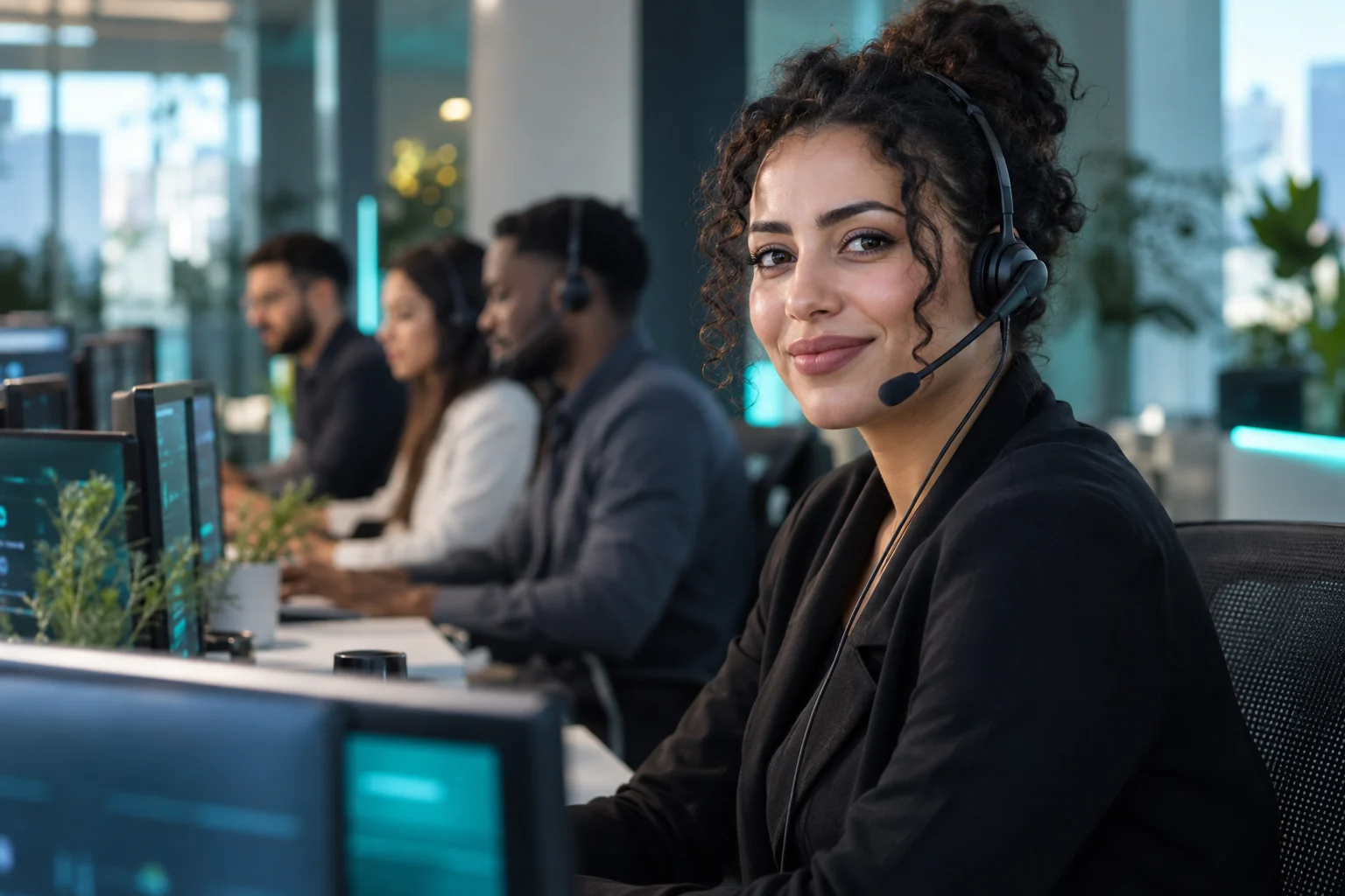 Téléopératrice au travail
